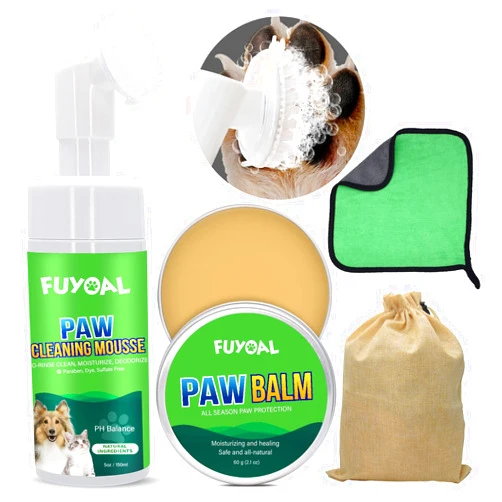 FUYOAL Dog Paw Cleaner,Dog Paw Balm,Natural Sulfate Free Dog Paw Protector for Large Medium Small XL Breed w/Moisturizer for Cat Hot Pavement Treatment,No-Rinse Foaming Cleanser Washer Pet Foot Care