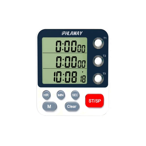 Phlaway Digital Dual Kitchen Timer,3 Channels Count UP/Down Timer, Multi Timer, Large Display, Loud Volume Alarm, Magnetic Back - White Modern Tech Design - Ideal for Cooking and Food Prep