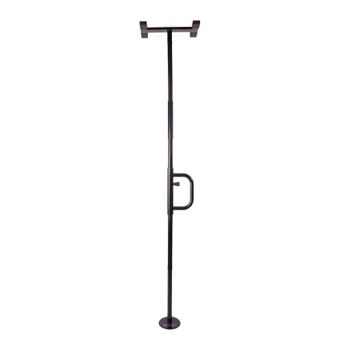 Stander Security Pole and Curve Grab Bar, Elderly Tension Mounted Floor to Ceiling Transfer Pole, Bathroom Safety Assist and Stability Rail, Metallic Black