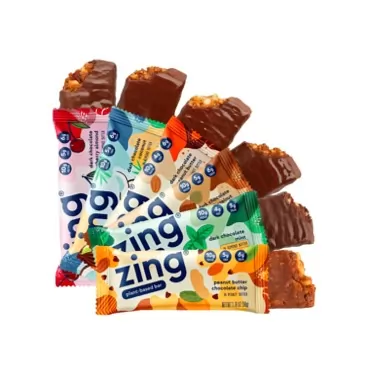Zing Bars Plant Based Protein Bar | Variety Pack | High Protein and Fiber | Vegan, Gluten Free, Non GMO | 12 Count