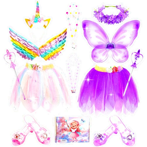 HAMSILY Unicorn Costume & Fairy Costume for Girls: Princess Dress Up Clothes for Little Girls, Toddler Costume with Tutu, Wings, and Shoes Princess Costume for Age 3 4 5 6 Year Old Girl Birthday Gifts