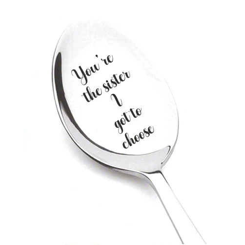 Weefair Beautiful Spoon Gift for Sister | Youre The Sister I Got To Choose | Birthday/Christmas Gifts For Twins Sister Niece | Long Distance Gift | Step Sister Gift, Silver, 7 Inches, WFR_SIS_CHSE22