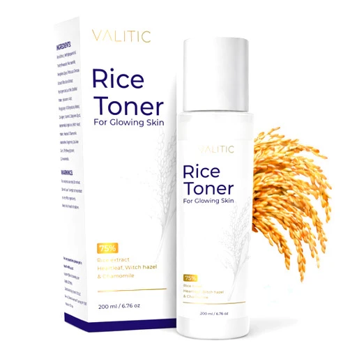 VALITIC Rice Toner - 75 Rice Extract Milky Toner for Face with Niacinamide, Heartleaf, Witch Hazel and Chamomile Essence - Facial Glass Skin Hydrating Skin Care - 200 ml, 6.76 fl oz