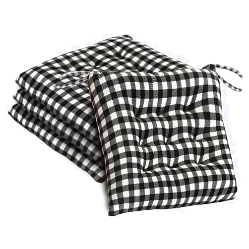 Ofvhreq AKSTRN Black and White Plaid, Set of 4 Buffalo-Checked Chair Pads for DiningKitchen Chairs Seat Cushions for Outdoor Patio with Ties, 16 x 16 Inches Chair Cushion, 4 Pack