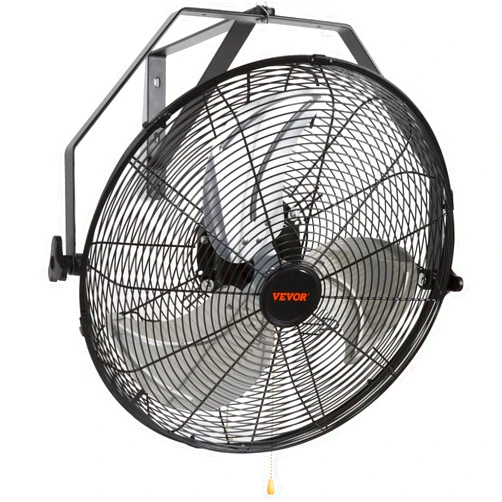 VEVOR 18 Inch Wall Mount Fan, 3-speed IP44 Waterproof Fan, Max. 4150 CFM Wall Mounted for Outdoor, Commercial, Residential, Greenhouse, Workshop, Patio, Black, ETL Listed