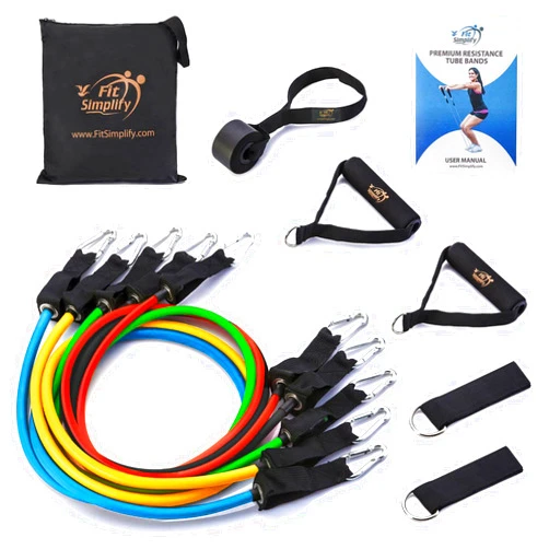Fit Simplify Resistance Tube Bands 12 Piece Set with Instruction Booklet