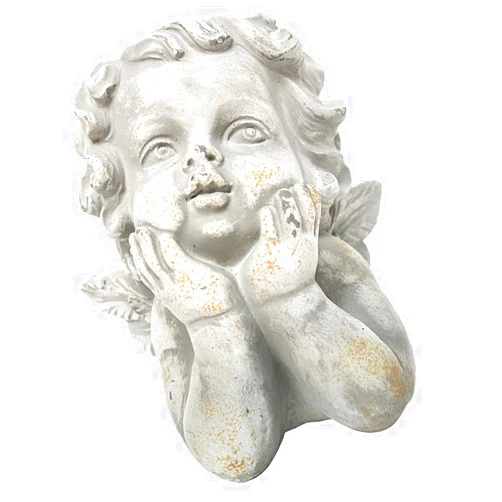 DOITOOL Cement Flowerpot with Carved Head of Little Angel - Unique sculptural Flowerpot for Indoor and Outdoor Home Office Garden Decoration