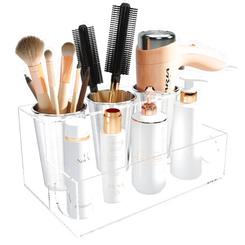 PITBVO Clear Hair Tool Organizer, Blow Dryer Holder, Acrylic Bathroom Supplies Countertop and Vanity Caddy Storage for Accessories, Makeup, Toiletries