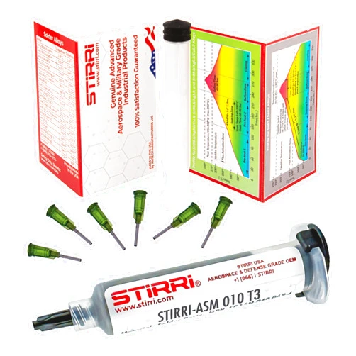 STIRRI ASM-010-T3 Sn10Pb88Ag2 no-clean solder paste Type-3 (ROL0) - 40g syringe kit - for semiconductors and multi-step high-temp assembly, automatic stencil printing, BGA