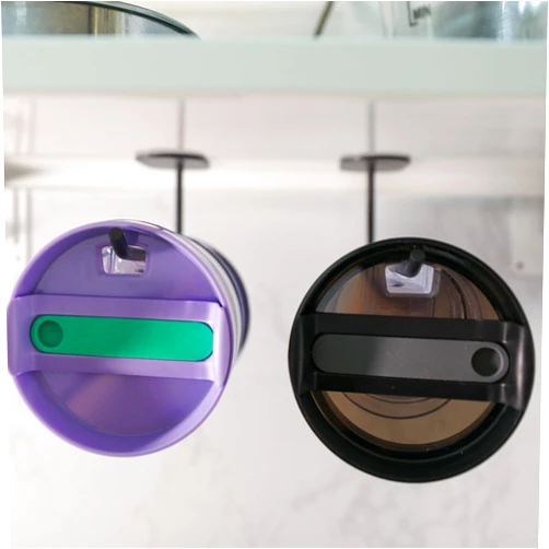 CHRSHN Tumbler Lid Organizer Longer for Yeti Tumbler Stanley Tumbler Simple Modern Tumbler Lids Under Cabinet Kitchen Cabinets and Countertops Organization Black Pack of 2