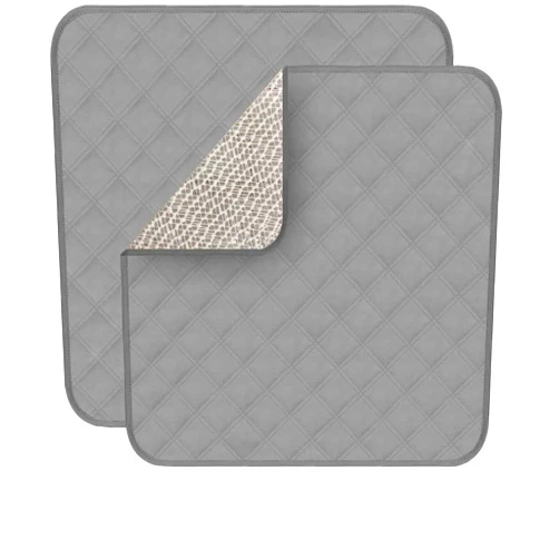 SKYSP 2 Pack Waterproof Seat Protector Pads Washable Reusable Absorbent Incontinence Chair Pads for Adults Children22 X21 (Gray)