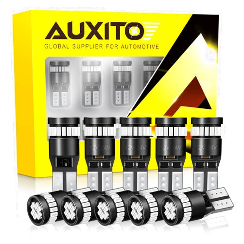 AUXITO 194 LED Light Bulb Blue 168 2825 W5W T10 Wedge 24-SMD 3014 Chipsets LED Replacement Bulbs Error Free for Car Interior Dome Map Door License Courtesy Dash Lights, Pack of 10
