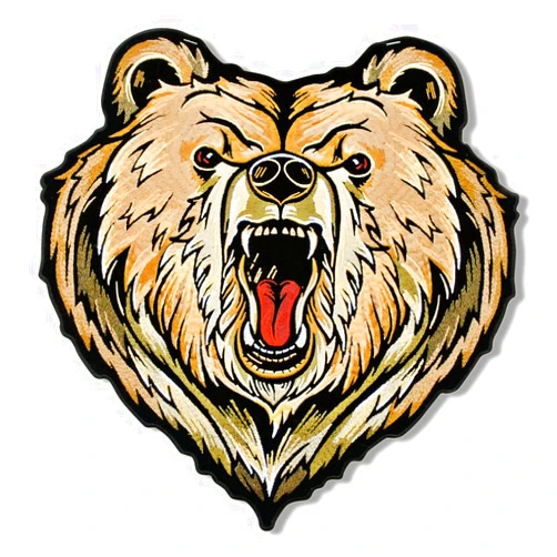 Officially Licensed Original Hot Leathers Inc. USA BEAR, High Thread Embroidered Iron-On / Saw-On, Heat Sealed Backing Rayon PATCH - 12