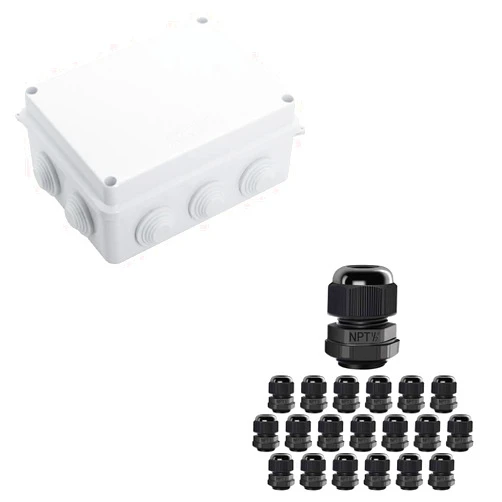 LeMotech ABS Plastic Dustproof Waterproof IP65 Junction Box Universal Electrical Enclosure White 5.9 x 4.3 x 2.8 inch and 20 Pack NPT 1/2