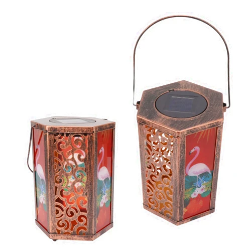 Fafeicy Garden Hanging Lights LED Decorative Lighting Hexagonal Bid Pattern Lantern for Home Courtyard