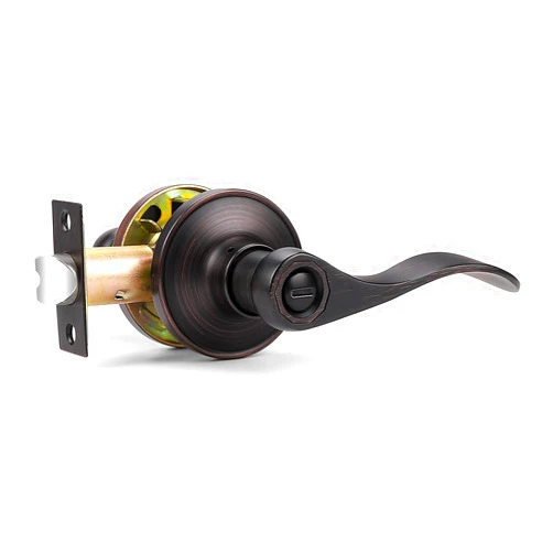 Probrico Wave Style Privacy Door Lever Oil Rubbed Bronze Bed and Bath Handle Interior Keyless Leverset Lockset, Left/Right Handed,1 Pack