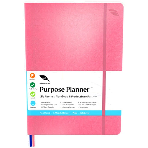 Roterunner Purpose Planner Notebook B5 7.5”x9.8” Undated Planner 2025 Daily Weekly and Monthly Productivity Goal Setting Tool for Work Home ADHD Planner for Adults Self Care Journal
