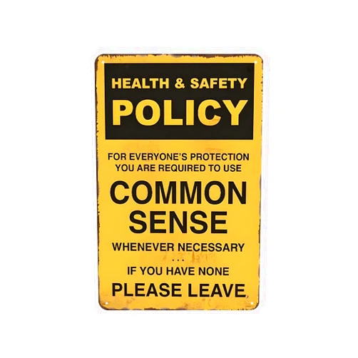 Letnspk Vintage Metal Tin Sign-Common Sense Policy Grunge Wall Decor for Home & Office-Funny Retro Plaque Poster-12x8 Inch