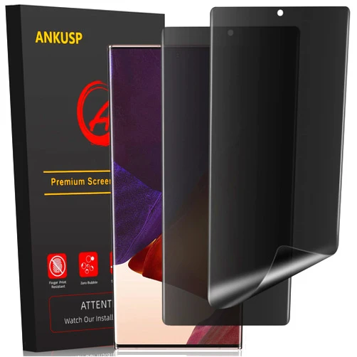 ANKUSP Galaxy Note 20 Ultra Privacy Screen Protector [Enhanced Adhesive] Flexible Film [Support Fingerprint Unlock], Anti-Spy, Anti-Scratch Soft Film for Samsung Note 20 Ultra 5G