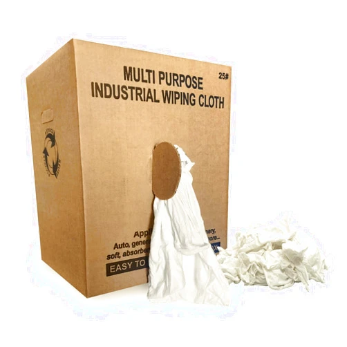 SupremePlus Recycled White Knit Rags - Shop Bulk Cleaning Rag, House, Paint, Mechanic & Garage, Clean Grease w/T Shirt Cloth, Multipurpose Finishing Staining Wiping (25.0 lbs. Box)