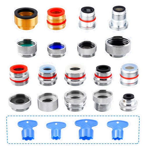 iFealClear 18 PCS Brass Faucet Adapter Kit, Sink Aerator Adapters with 4 Pcs Aerator Key Removal Wrench Tools, Male Female Kitchen Sink Faucet Adapters for Water Filter, Garden Hose, Faucet Diverter