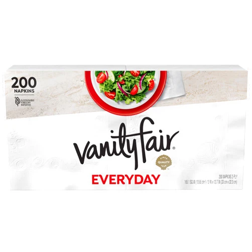 Vanity Fair Everyday Paper Napkins, 200 Count, Disposable Napkins Made Soft And Smooth For Everyday Meals