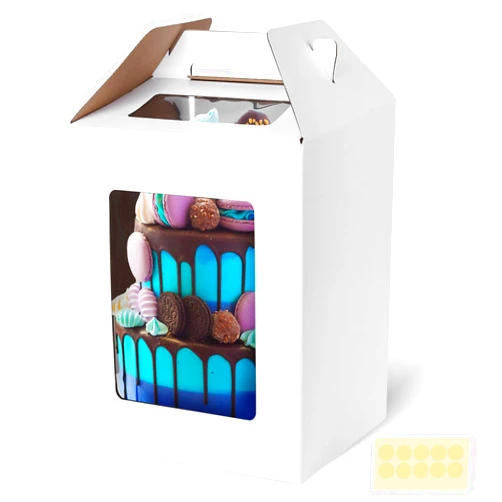 JOHOUSE 3PCS Cake Boxes, 12x12x14 Inches Cake Carriers Disposable Cake Containers with Handle for Tier Cakes, Tall Cake Boxes for Wedding Birthday Party