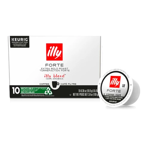 Illy Forte K Cup Coffee Pod, Bold And Intense, Extra Dark Roast Coffee K-Cups, Made With 100% Arabica Coffee, All-Natural, No Preservatives, Coffee Pods For Keurig Machines, 10 Count (Pack Of 1)