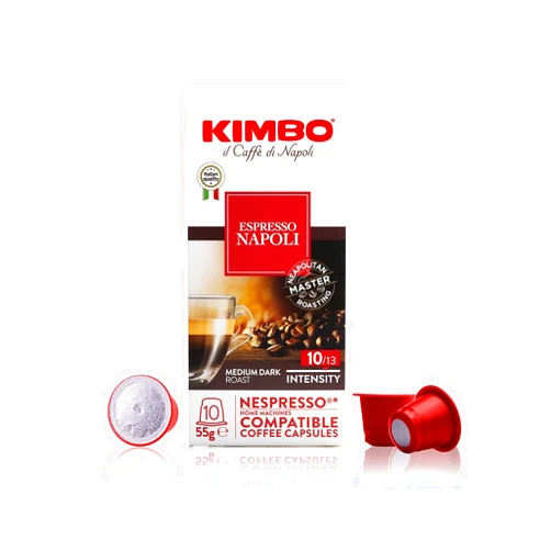 Kimbo Espresso Napoli Single Serve Compatible Coffee Capsules - Blended and Roasted in Italy - Medium to Dark Roast with a Well Balance Sweet Flavor 100 Count