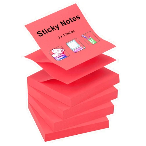 ZCZN 400 Sheets Pop-up Sticky Notes, 3 x 3 Inches, 4 Pads Bright Color Self-Stick Notes, 100 Sheets/Pad, Red