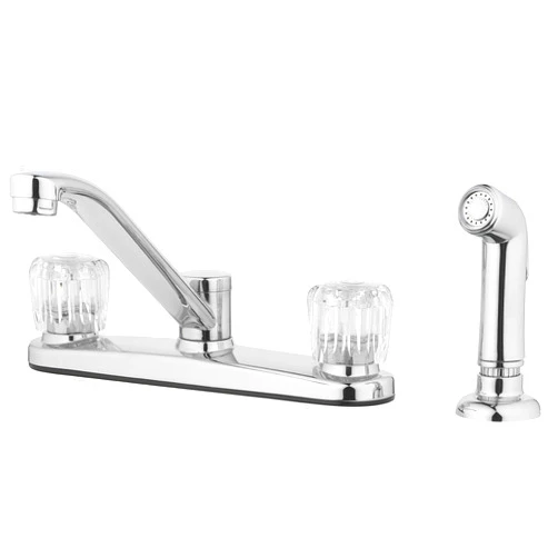 Aqua Vista 26-K82CS-CH-AV Two Handle Kitchen Sink Faucet with Side Spray, Polished Chrome Round Knobs