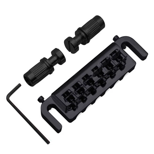 SAPHUE Wraparound Bridge Tailpiece Intonatable Combo Bridge Tailpiece for Solid-body Electric Guitar (Black)