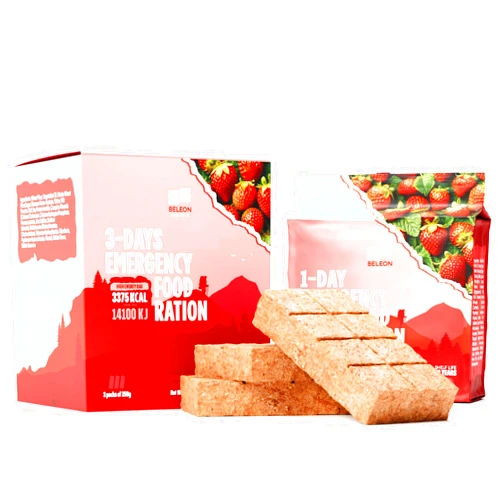 Beleon Goods For Life Emergency Food Supply 3-days 72 hours Strawberry Biscuit Bars MRE Meals Military 2024 Survival Kit - 20 Years Shelf Life Camping Hiking Supplies
