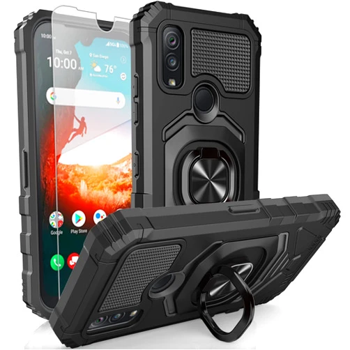 Ailiber Compatible with Kyocera DuraSport 5G Case, DuraSport UW C6930 Case with Screen Protector, Ring Kickstand for Magnetic Car Mount, Rugged Heavy Duty Protector Phone Cover for Kyocera C6930-Black