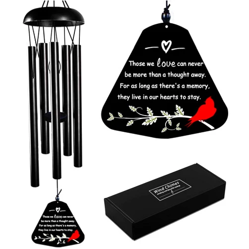 JUNQIU US Sympathy Wind Chimes for Loss of Loved One, 30'' Cardinal Wind Chimes for Outside, Bereavement Gift in Memory of Loved One, Memorial Gifts for Loss of Mother Father Condolence Remembrance
