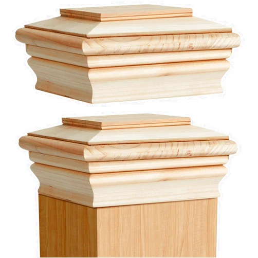 Soaoo 2 Pieces Wooden Post Caps Classic Cedar 4 x 4 Wood Post Caps Wood Fence Newel Post Mounting Kit Resistant Post Cover for Indoor Outdoor Fence Mailboxes Decks