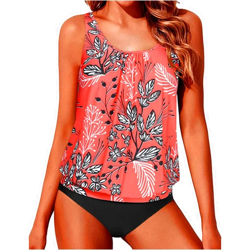 Yonique Two Piece Blouson Tankini Swimsuits for Women Modest Bathing Suits Loose Fit Swimwear