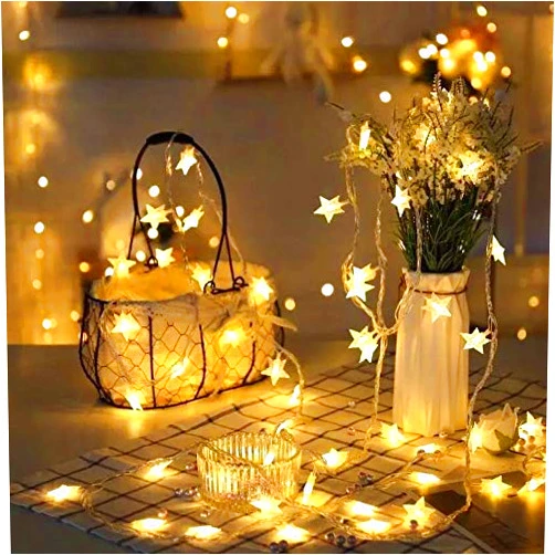 SMAZ LIFE LED String Star Lights Bulb 19 feet 40 Stars USB Power Operated Warm Light for Christmas Holiday Birthday