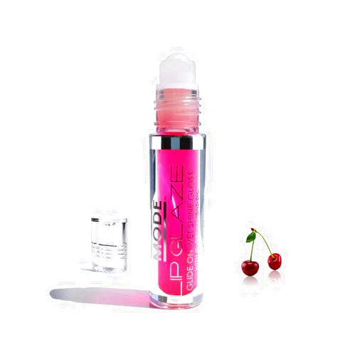 Mode Cosmetics MODE Lip Glaze Flavored Lip Gloss CHERRY Delicious Yummy Flavor, Roll On Sweet Wet Nourishing Shine, Hydrating Moisturizing Natural Skincare Fruit Oils, Made in NY USA