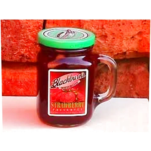 Blackburn's Preserves & Jellys 18oz Jar (Packed in a Glass Reusable Handled Mug) (Strawberry Preserves)