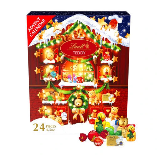 Lindt Holiday Teddy Bear Advent Calendar Assorted Chocolate Candy, 4.5 oz.