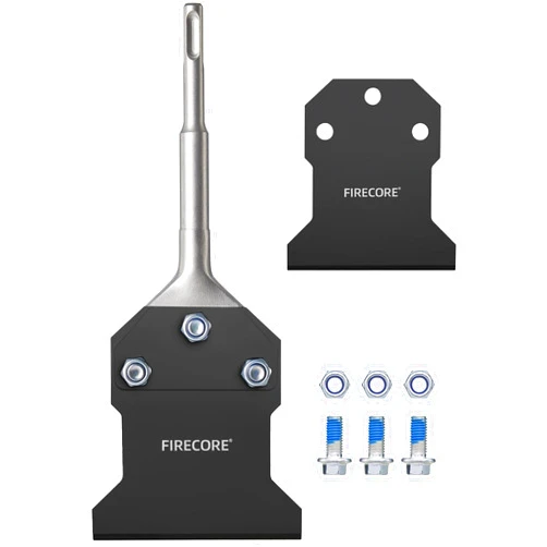 Firecore SDS Plus Floor Scraper with Replacement Blade, Firecore 4 Inch x 10 Inch Rustproof Tile Removal Tool Thin Set Remover Chisel Bits for Rotary Hammer Drill, Flooring Adhesives Remover FS23410B