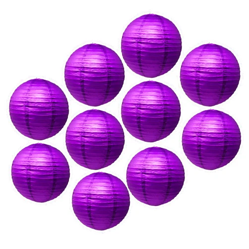 Mudra Crafts Purple Paper Lanterns - 12 Pack Round Japanese Chinese Lanterns Decorative Hanging Ceiling Decor