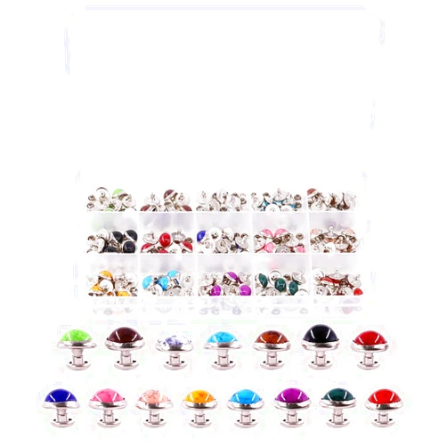 Rustark 150 Sets Turquoise Rapid Rivets 15 Colors Double Cap Spots Studs Button Metal Stud Eyelets Repair Fasteners Snap Buttons for DIY Leather-Craft Bag Shoes Bracelet Dog Collar (10MM)