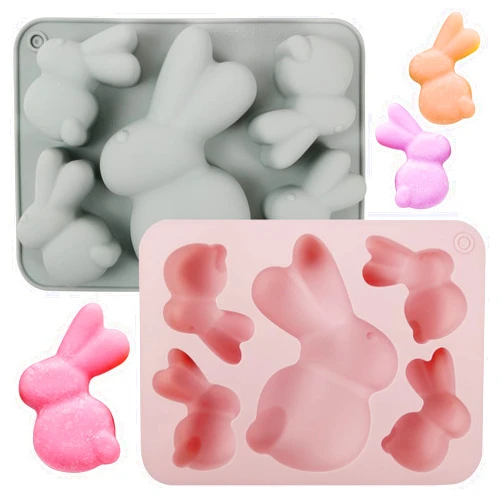 Cieovo 2 Pack Easter Silicone Mold Easter Bunny Chocolate Candy Mould 3D Easter Silicone Rabbit Fondant Baking Mold for Soap Cookie Clay Muffin Cake Cupcake Topper Decoration