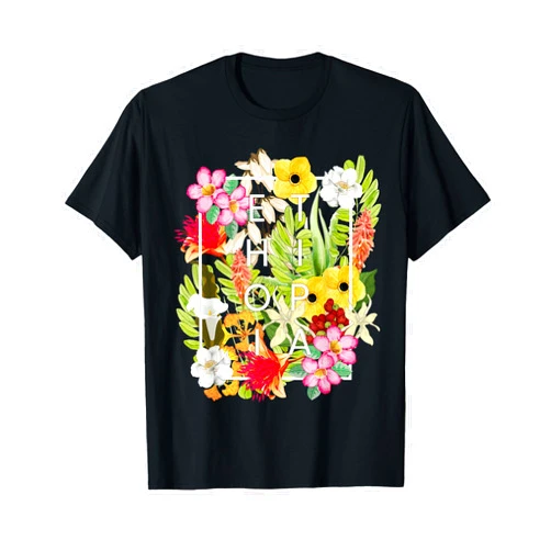 Family Heritage Gifts Flowers of Ethiopia Word Art - Ethiopian Pride T-Shirt