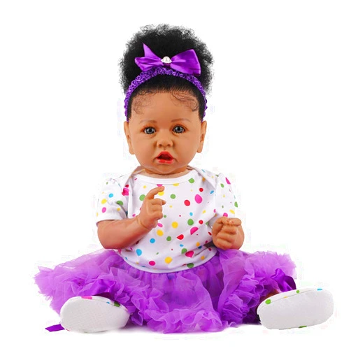 HOOMAI Lifelike Reborn Baby Dolls with Soft Body African American Realistic Girl Doll 22.8 Inch Best Birthday Gift Set