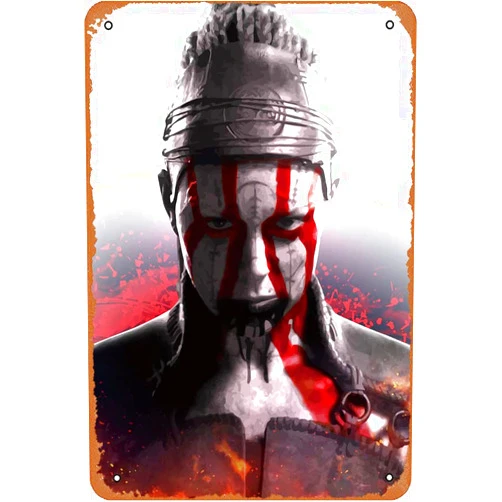Zuhhgii Hellblade 2 Gaming Poster Alternative Funny Novelty Metal Retro Wall Decor For Home Gate Garden Bars Restaurants Cafes Office Store Pubs Club Gift for Home Coffee Wall Decor 8x12 Inch