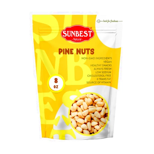 Sunbest Natural Pine Nuts Pignolia 8 Oz 1 Pack – Unsalted, Raw, Crunchy, Fresh & Delicious, Kosher Certified - Ideal for Snacking, Topping & Baking - Non-GMO, Gluten Free