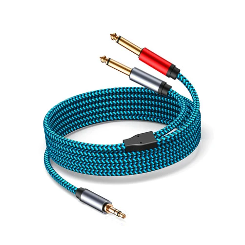 Hftywy 3.5mm to 2 x 6.35 mm Cable 15ft,1/8 to 1/4 Stereo Cable 3.5mm TRS to Dual 6.35mm TS Y Splitter Breakout Cord，for PC, Computer Sound Card, Mixer, Multimedia Speaker, Home Stereo System